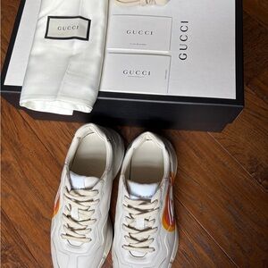 Gucci Women's Sneakers in Cream and Orange